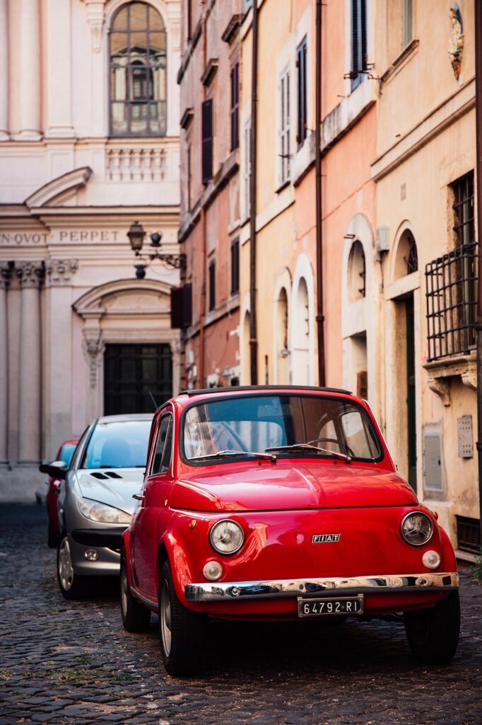 old, vintage, car wallpapers, redcar, car, street, rome, italy, urban, cityscape, retro